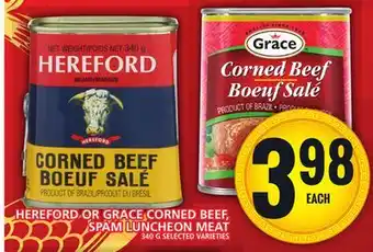 Food Basics HEREFORD OR GRACE CORNED BEEF, SPAM LUNCHEON MEAT offer