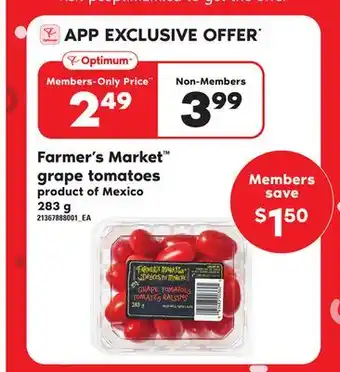 Loblaws FARMER'S MARKET GRAPE TOMATOES, 283 g offer