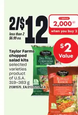 Loblaws TAYLOR FARMS CHOPPED SALAD KITS, 319-383 g offer
