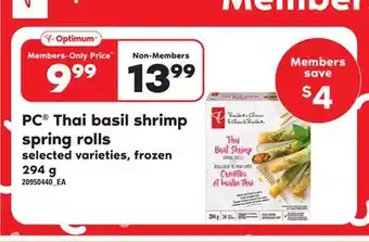 Loblaws PC THAI BASIL SHRIMP SPRING ROLLS offer