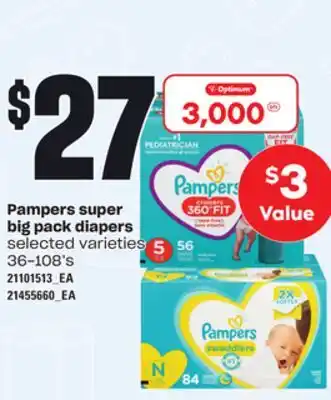 Loblaws PAMPERS SUPER BIG PACK DIAPERS, 36-108's offer