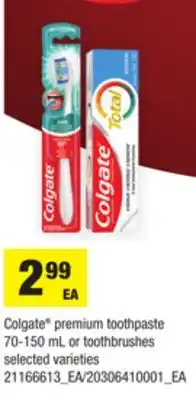 Loblaws COLGATE PREMIUM TOOTHPASTE 70-150 ML OR TOOTHBRUSHES offer