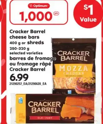 Independent Grocer CRACKER BARREL CHEESE BARS, 400 G OR SHREDS, 250-320 G offer