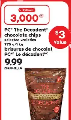 Independent Grocer PC THE DECADENT CHOCOLATE CHIPS, 775 g/1 kg offer