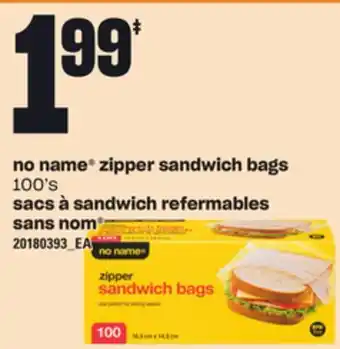 Independent Grocer NO NAME ZIPPER SANDWICH BAGS, 100'S offer