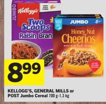Foodland KELLOGG'S, GENERAL MILLS or POST Jumbo Cereal 700 g - 1.3 kg offer