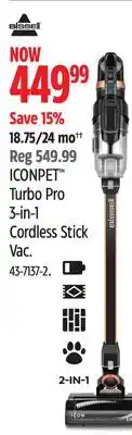 Canadian Tire Bissell ICONPET Turbo Pro 3-in-1 Cordless Stick Vac offer