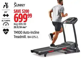 Canadian Tire SUNNY TM100 Auto-Incline Treadmill offer