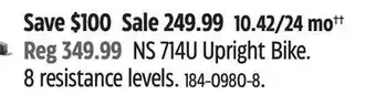 Canadian Tire Marcy NS 714U Upright Bike offer