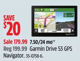 Canadian Tire Garmin Drive 53 GPS Navigator offer