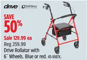Canadian Tire Drive Rollator with 6˝ Wheels offer