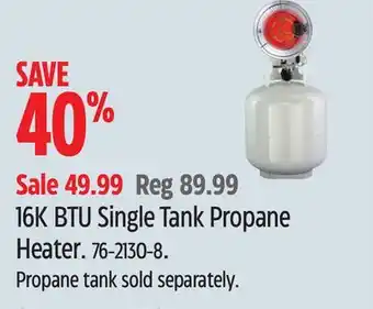 Canadian Tire Remington Heaters 16K BTU Single Tank Propane Heater offer
