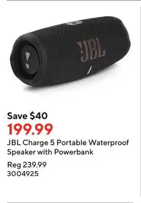 Staples JBL Charge 5 Portable Waterproof Speaker with Powerbank offer