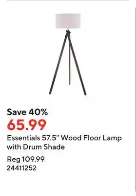 Staples Essentials 57.5 Wood Floor Lamp with Drum Shade offer