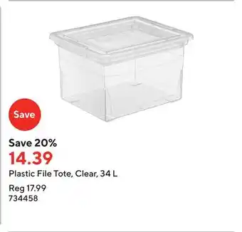 Staples Plastic File Tote, Clear, 34 L offer