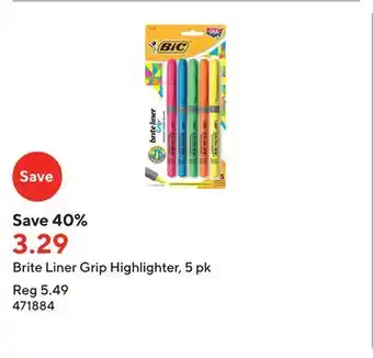 Staples Brite Liner Grip Highlighter, 5 pk offer