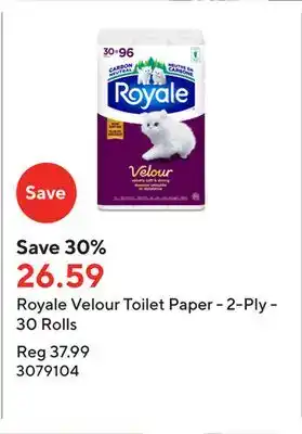 Staples Royale Velour Toilet Paper - 2-Ply - 30 Rolls offer
