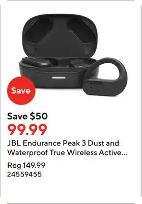 Staples JBL Endurance Peak 3 Dust and Waterproof True Wireless Active Earbuds - Black offer
