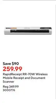 Staples RapidReceipt RR-70W Wireless Mobile Receipt and Document Scanner offer