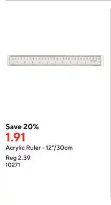 Staples Acrylic Ruler - 12/30cm offer