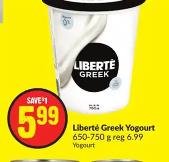 Chalo FreshCo Liberté Greek Yogourt 650-750 g offer