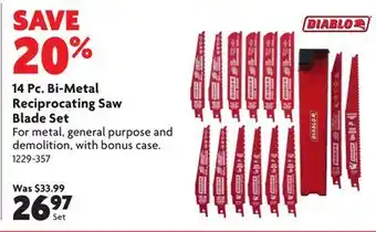 Home Hardware 14 Pc. Bi-Metal Reciprocating Saw Blade Set offer