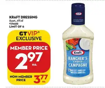 Giant Tiger Kraft Dressing offer