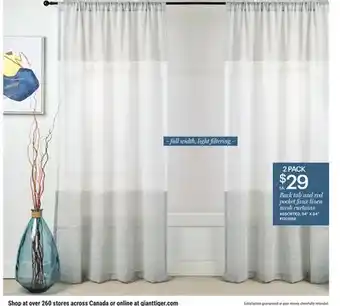 Giant Tiger Back tab and rod pocket faux linen mesh curtains offer