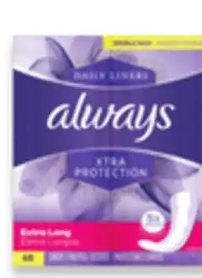 Walmart Always Liners 68s - 120s offer