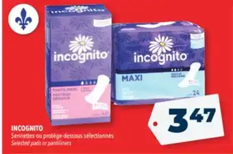 Familiprix INCOGNITO Selected pads or pantiliners offer