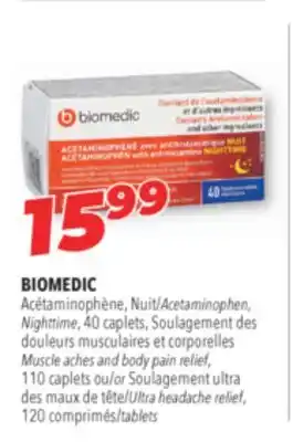 Familiprix BIOMEDIC Acetaminophen, Nighttime, 40 caplets, Muscle aches and body pain relief, Ultra headache relief, 120 tablets offer