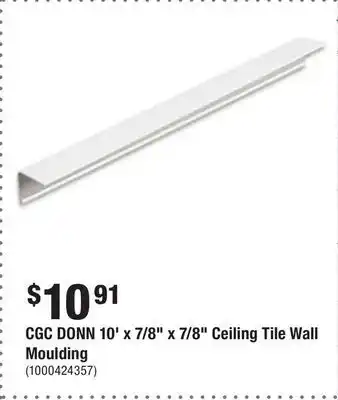 Home Depot CGC DONN 10' x 7/8 x 7/8 Ceiling Tile Wall Moulding offer