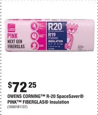Home Depot OWENS CORNING R-20 SpaceSaver PINK FIBERGLAS Insulation offer