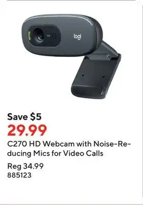 Staples C270 HD Webcam with Noise-Reducing Mics for Video Calls offer