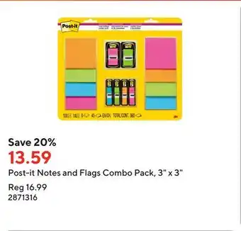 Staples Post-it Notes and Flags Combo Pack, 3 x 3 offer