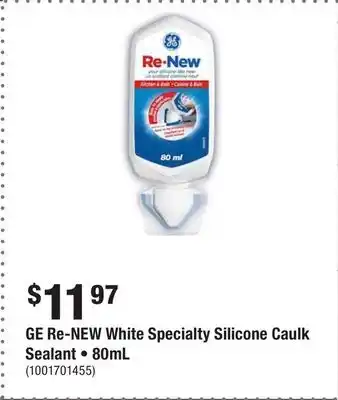 Home Depot GE Re-NEW White Specialty Silicone Caulk Sealant • 80mL offer