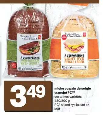 L'Intermarché MICHE OU PAIN DE SEIGLE TRANCHÉ, 480/500 g offer