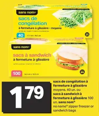 L'Intermarché SACS DE CONGÉLATION À FERMETURE À GLISSIÈRE MOYENS, 40 UN. OU SACS À SANDWICH À FERMETURE À GLISSIÈRE 100 UN offer