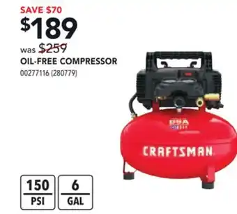 RONA CRAFTSMAN OIL-FREE COMPRESSOR offer