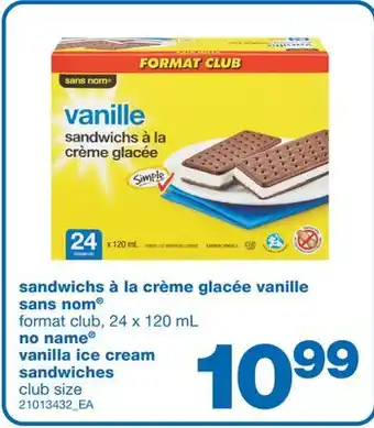 Wholesale Club SANDWICHS À LA CRÈME GLACÉE VANILLE SANS NOM offer