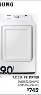 Réno Dépôt SAMSUNG 7.2 CU. FT. DRYER offer