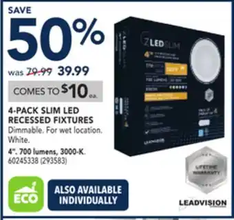 RONA 4-PACK SLIM LED RECESSED FIXTURES offer