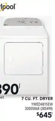 Réno Dépôt WHIRLPOOL 7 CU. FT. DRYER offer