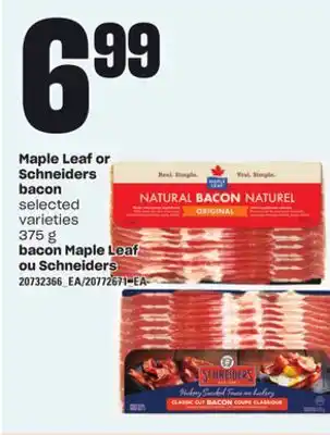Independent Grocer MAPLE LEAF OR SCHNEIDERS BACON, 375 g offer