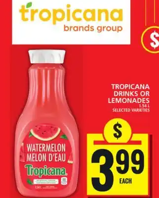 Food Basics TROPICANA DRINKS OR LEMONADES offer
