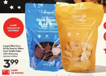 Longo's Longo's Blue Corn & Flax Seed or Yellow Corn Tortilla Chips offer