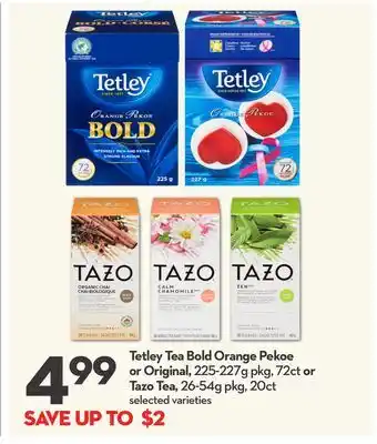 Longo's Tetley Tea Bold Orange Pekoe or Original offer