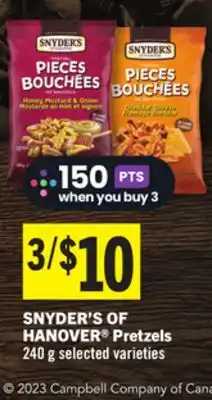 Foodland SNYDER'S OF HANOVER Pretzels 240 g selected varieties offer