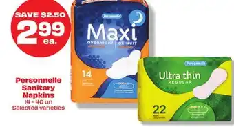 Metro PERSONNELLE SANITARY NAPKINS offer