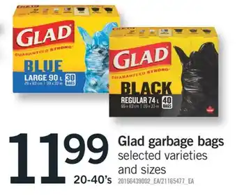 Fortinos GLAD GARBAGE BAGS 20-40'S offer